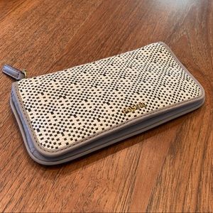 Amazing Fossil Taupe Wallet with gold zipper